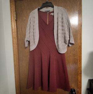 Roz & Ali sleeveless dress with INC (International Concept) shrug.